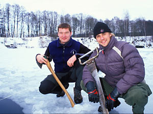 Radek Bohuovsk a Martin tpnek pi pprav dr (foto Jan Hjek)
