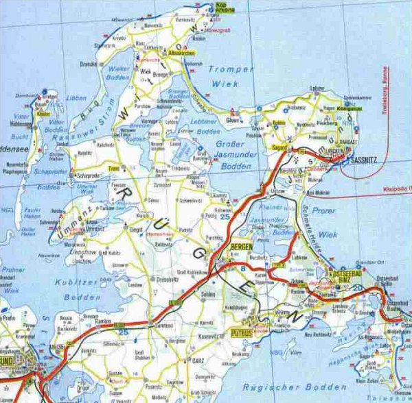 Mapa ostrova Rujana